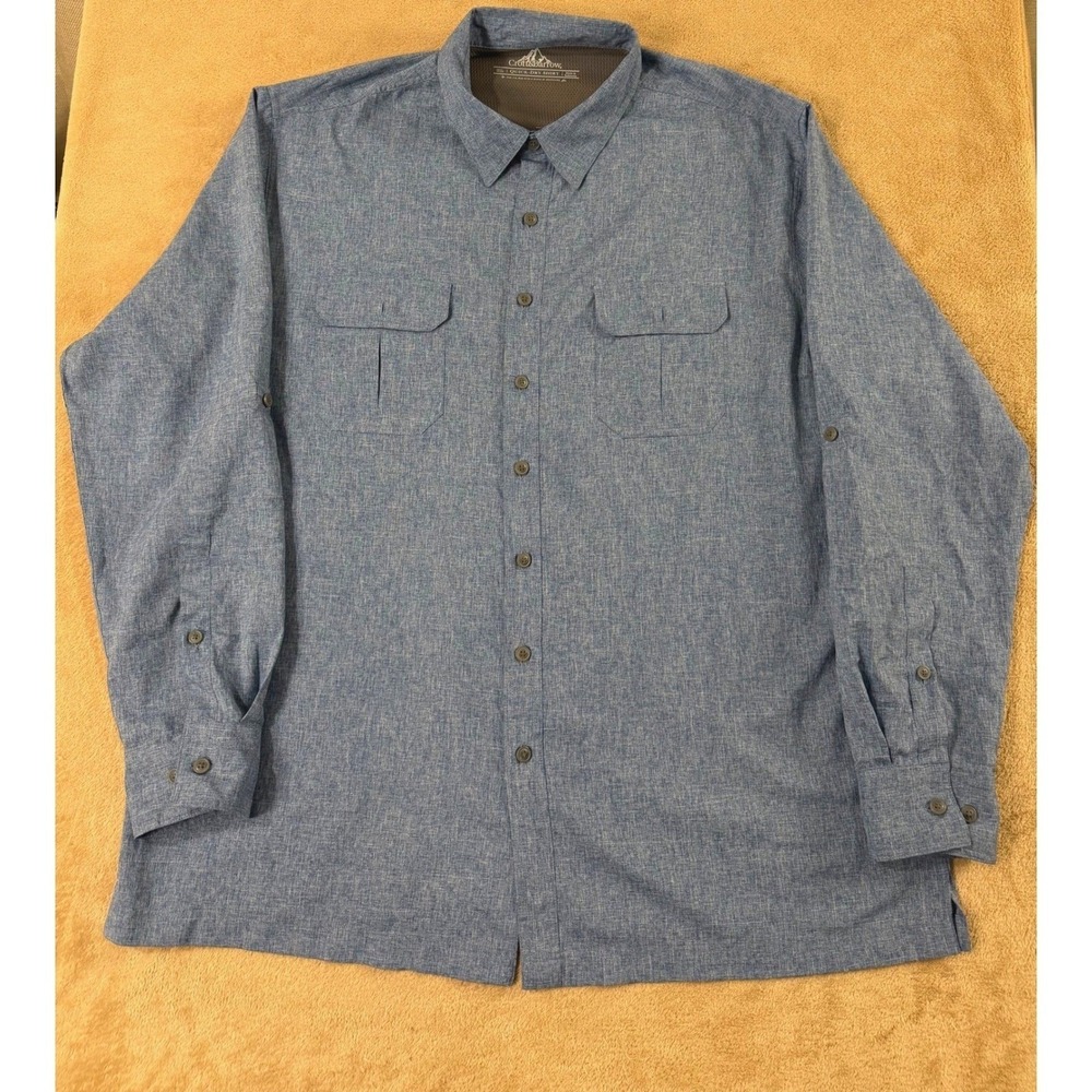 Croft & Barrow Quick dry Shirt Men's XL Blue Adventure Roll Tab Long sleeve‎ EUC